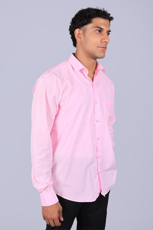 Veshbhoshaa Bluebird Baby Pink Men'S Office Shirt
